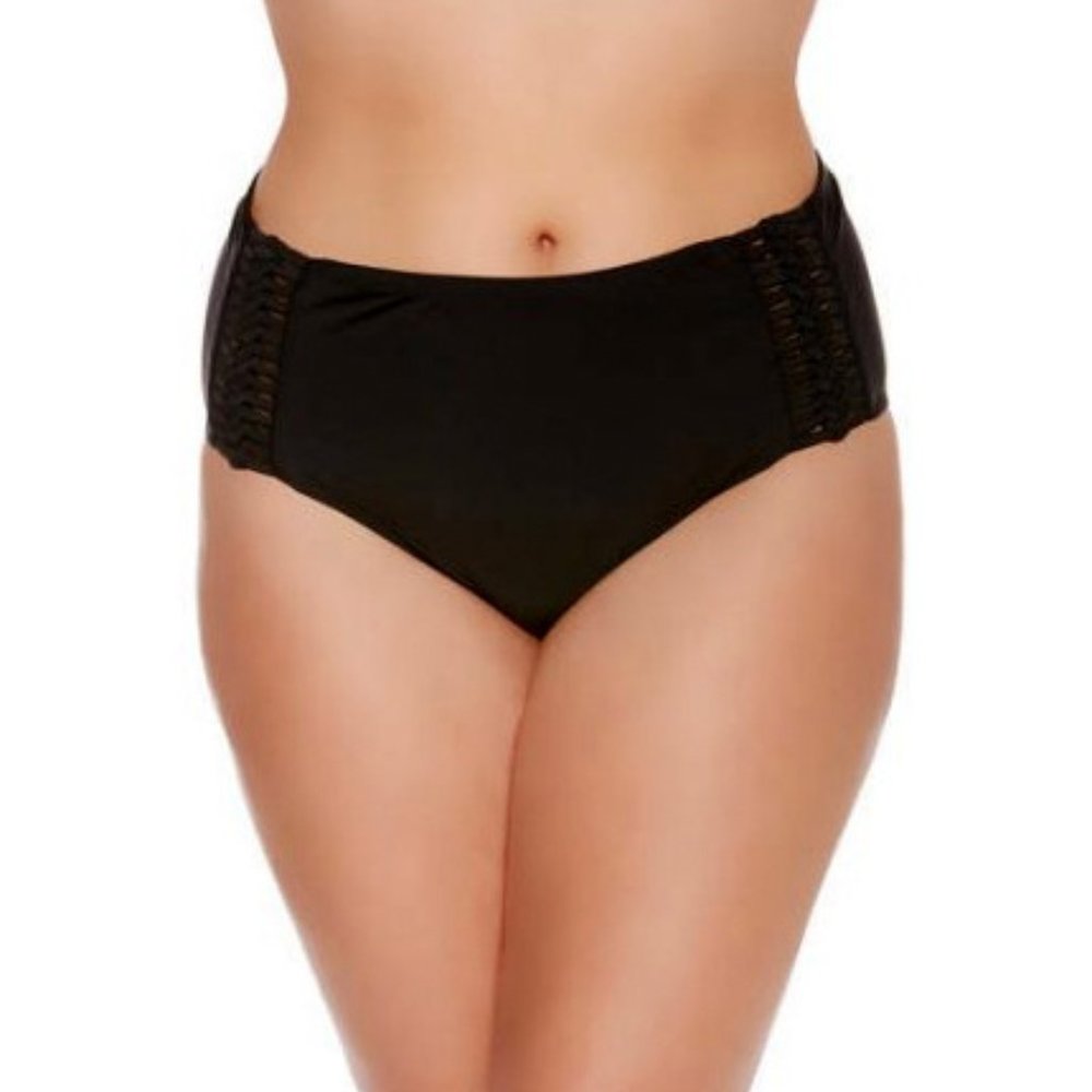 CATALINA NWT PLUS 3X 22 24 Black SWIM Bottoms NEW Braided Sides